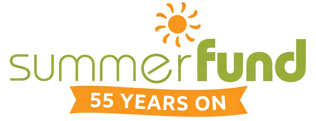 Summer Fund logo with green text and sun